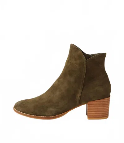 Django & Juliette Women's Mockas Ankle Boots In Olive Suede In Animal Print