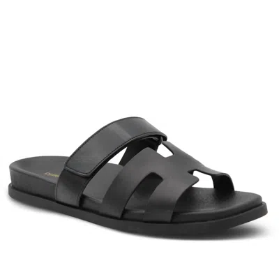 Django & Juliette Women's Nodette Flat Leather Sandal In Black Leather