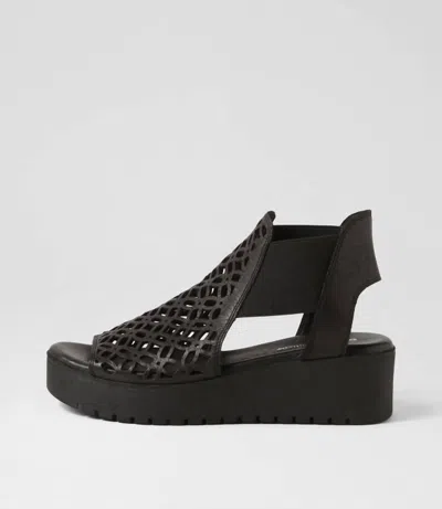 Django & Juliette Women's Odate Wedge In Black-black Sole Leather In Multi