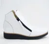Django & Juliette Women's Ohmy Patent Leather Ankle Boots In White/black Sole In Multi