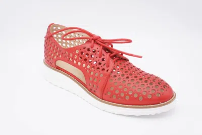 Django & Juliette Women's Onstage Lace-up Sneakers In Red Leather/ White Sole