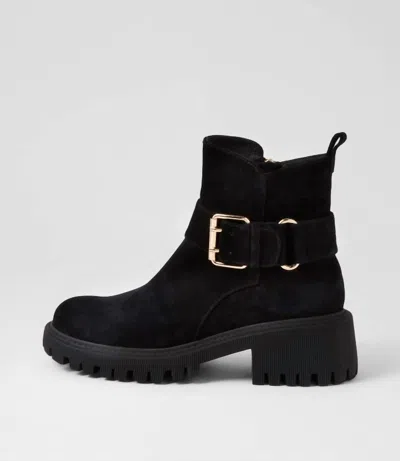 Django & Juliette Women's Qualtie Heeled Ankle Boots In Black Suede