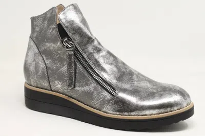Django & Juliette Women's Smudge Leather Sneakers In Metallic Black In Silver