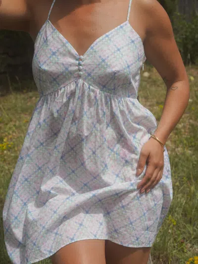 Djerf Avenue Airy Poplin Mini Dress Cottage Meadow In Brown