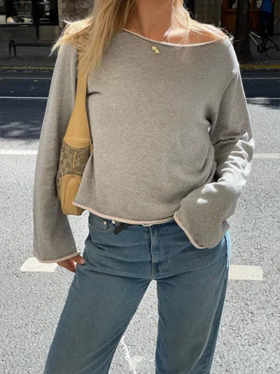 Djerf Avenue Bateau Neck Sweater Grey In Gray