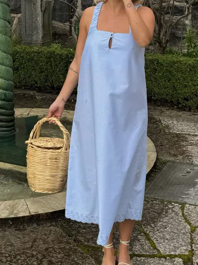 Djerf Avenue Breezy Embroidered Dress Blue