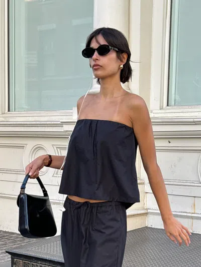 Djerf Avenue Breezy Tube Top Black In Blue