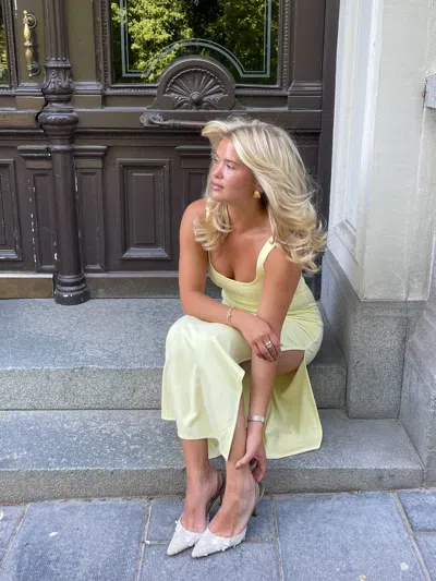 Citrine Midi Slip Dress Light Yellow from Djerf Avenue