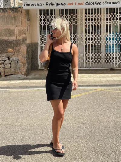 Djerf Avenue Daily Tank Dress Ribbed Black