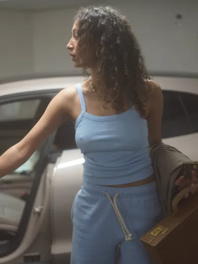 Djerf Avenue Daily Tank Top Ribbed Baby Blue