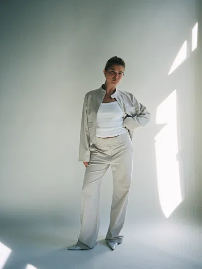 Djerf Avenue Day-to-day Pants Cream - Tall In Gray