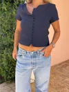 Djerf Avenue Day-to-day Top Deep Blue In Blue