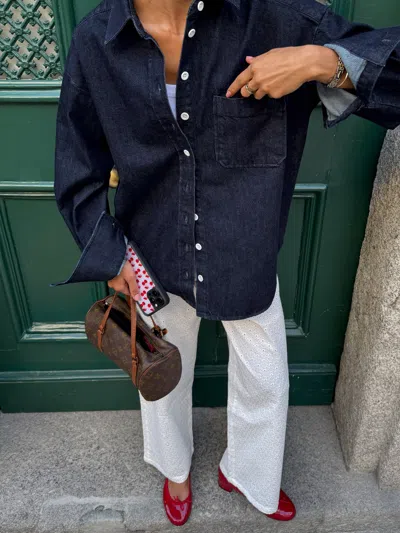 Djerf Avenue Denim Shirt Dark Blue