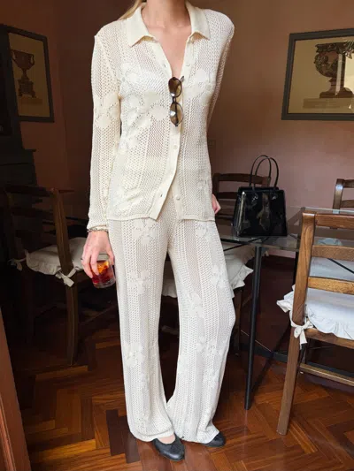 Djerf Avenue Flower Pants Ivory In Neutral
