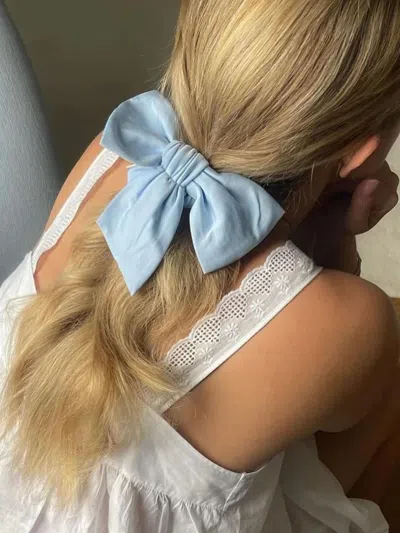 Djerf Avenue Go Slow Bow Scrunchie In Blue
