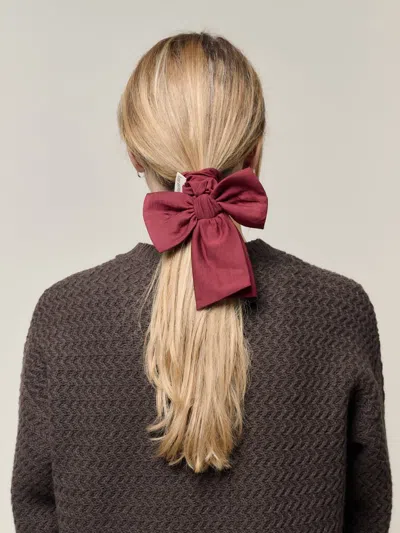 Djerf Avenue Go Slow Bow Scrunchie In Burgundy
