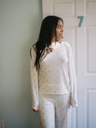 Djerf Avenue Go Slow Long Sleeve Top In White