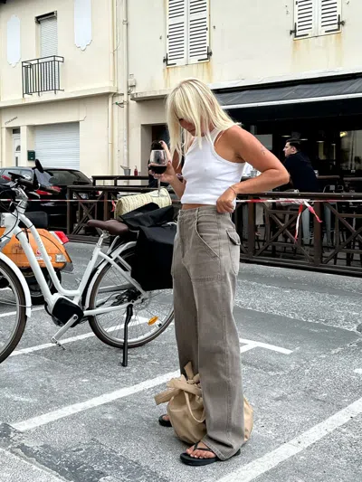 Djerf Avenue Go To Pants Brown In Gray