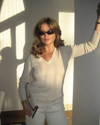 Djerf Avenue Knitted Long Sleeve Top Taupe In Neutral