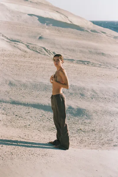 Djerf Avenue Linen Pants Brown - Tall