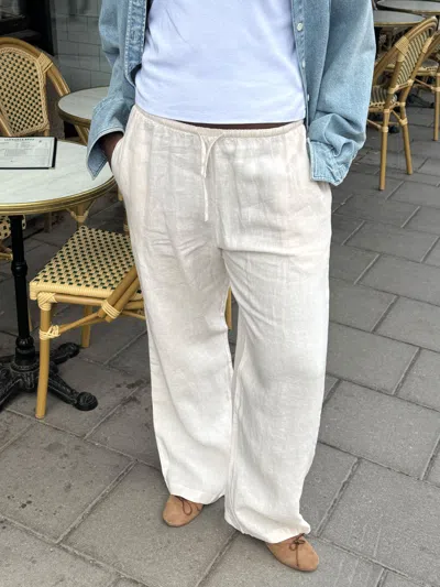 Djerf Avenue Linen Pants Tall Cream In White