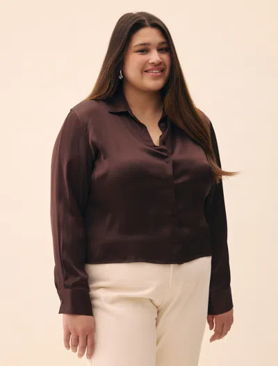 Djerf Avenue Little Viscose Shirt Dark Mocha In Brown