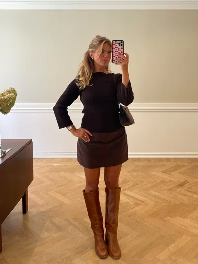 Djerf Avenue Moleskin Mini Skirt Brown