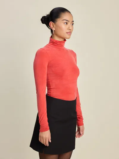 Djerf Avenue Occasion Turtleneck Top Red