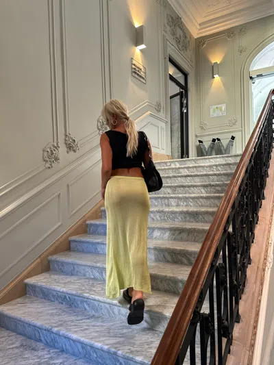 Djerf Avenue Peridot Skirt Green In Yellow