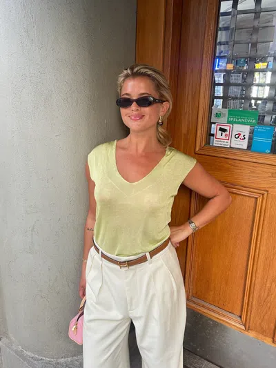 Djerf Avenue Peridot V-neck Top Green