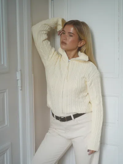 Djerf Avenue Ready Set Go Cardigan Cream In White