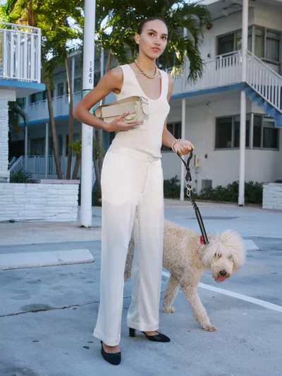 Djerf Avenue Satin Pants Ivory In White