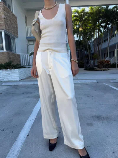 Djerf Avenue Satin Pants Tall Ivory In White