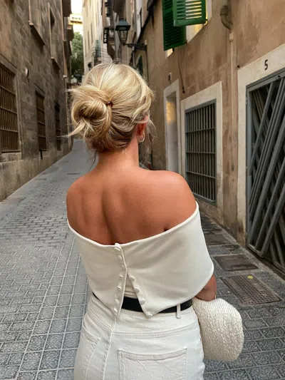 Djerf Avenue Selenite Off Shoulder Top Cream In White