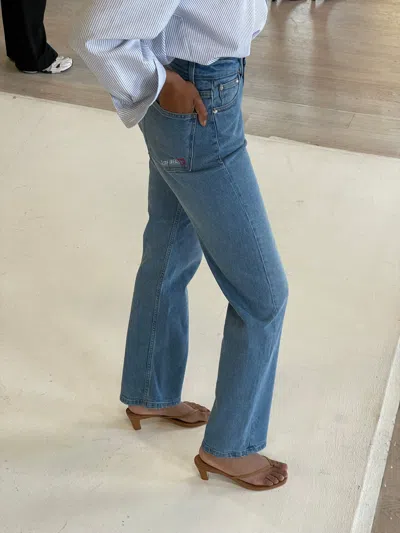Djerf Avenue Straight Jeans Mid Blue