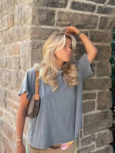Djerf Avenue T-shirt Washed Grey In Blue