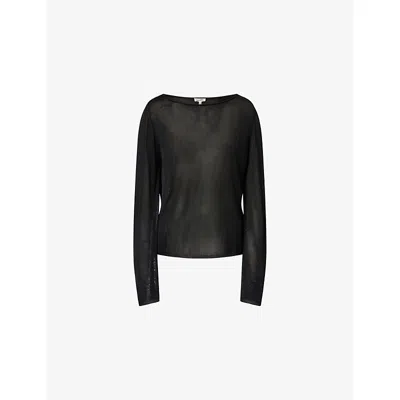 Djerf Avenue Womens  Bateau Long-sleeve Knitted Top In Black