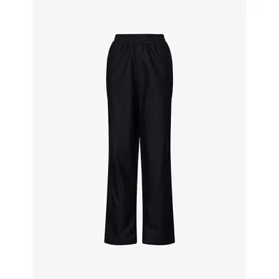 Djerf Avenue Womens Black Breezy Wide-leg Cotton-poplin Trousers