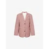Djerf Avenue Womens  Weekend Check-print Cotton Blazer In Pink
