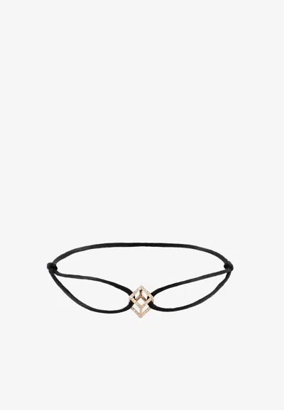 Djihan Mini Cube Mirage Cord Choker In 18-karat Rose Gold With Diamond In Black