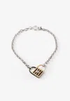 Djihan Unlock My Heart 18-karat White And Yellow Gold Diamond Paved Bracelet In Silver