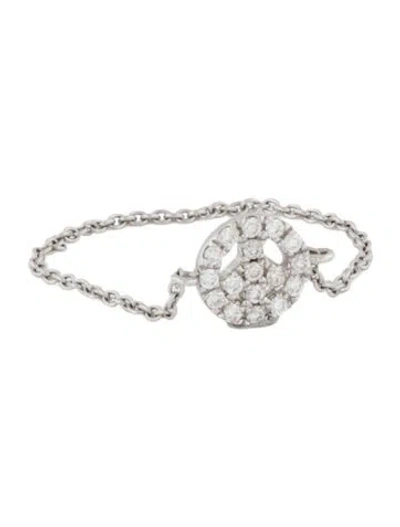 Pre-owned Djula 18k Diamond Peace Finger Chain Ring In Multi