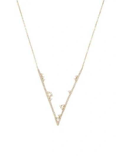 Pre-owned Djula 18k Diamond V Fairytale Pendant Necklace, 17" In Multi