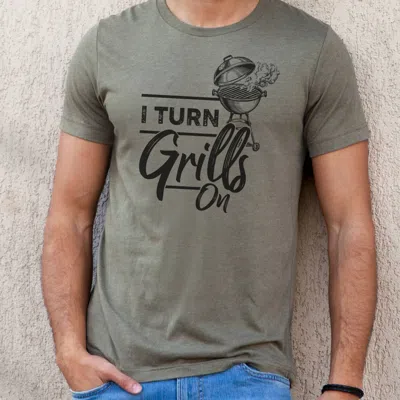 Dk Handmade I Turn Grills On T-shirt In Army Green In Gray