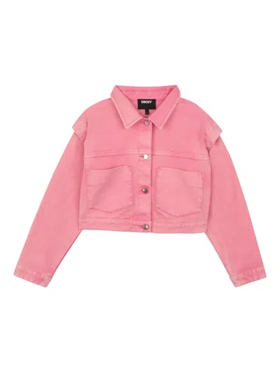 Dkny Kids' 2-in-1 Convertible Denim Jacket In Pink