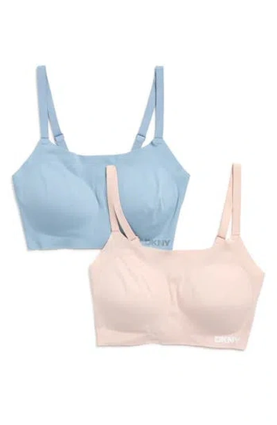 Dkny 2-pack Laser Cut Scoop Bralettes In Blue