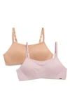 Dkny 2-pack Micro Logo Band T-shirt Bra In Cafe/mauve