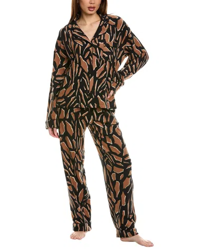 Dkny 2pc Fleece Pajama Pant Set In Brown