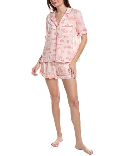 Dkny 2pc Notch Top & Boxer Sleep Set In Pink