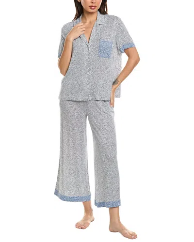Dkny 2pc Notch Top & Crop Pant Sleep Set In Gray